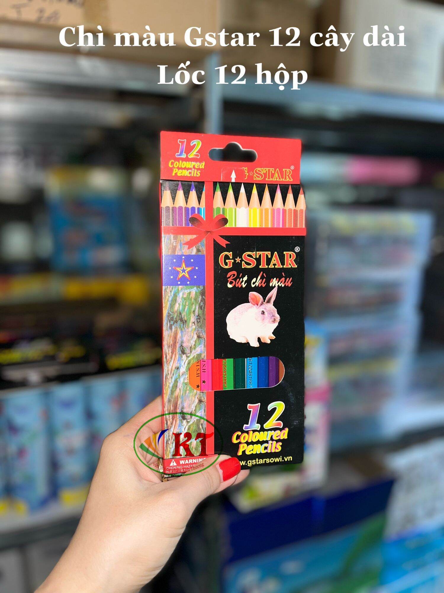 Bút chì màu gstar thỏ 12m ngắn, 12m dài, 18m dài, 24m dài, 36m dài.