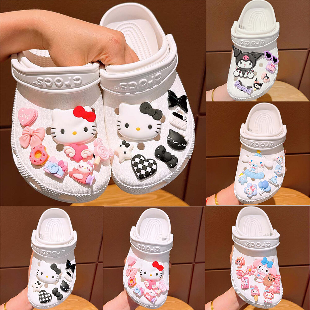 Hello Kitty Kuromi Cinnamoroll Led Giày Quyến Rũ Bộ Diy Sanrio Đồ Trang Trí Cho Trượt Giày Sandal Gu