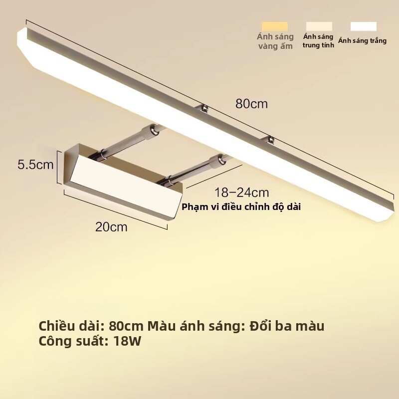 Đèn Tường Phòng Tắm LED Phong Cách Scandinavia Không Cần Khoan