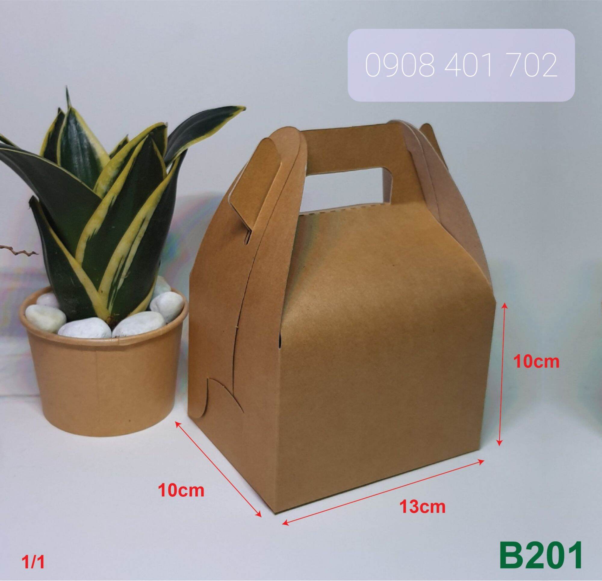 [ set 100 ] Hộp giấy kraft có quai xách