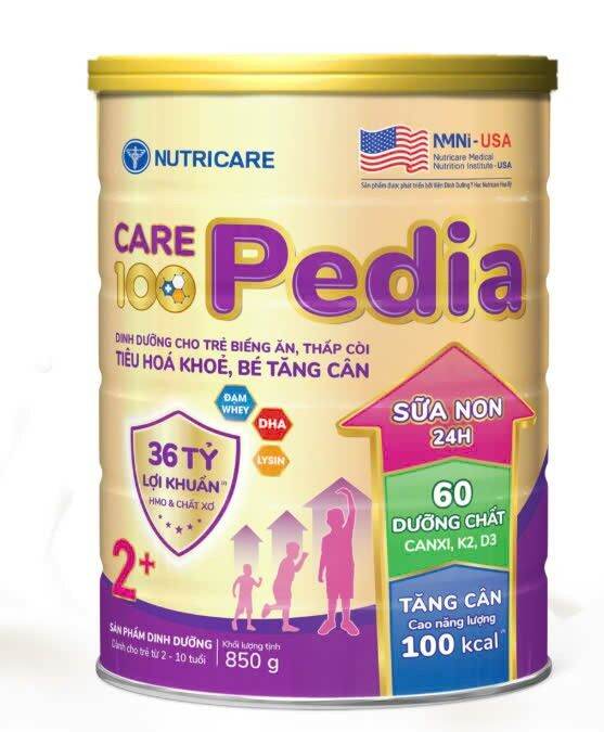 Sữa bột Care 100 Pedia 1+ 2+ 850g (Mẫu mới của Care 100 Gold)