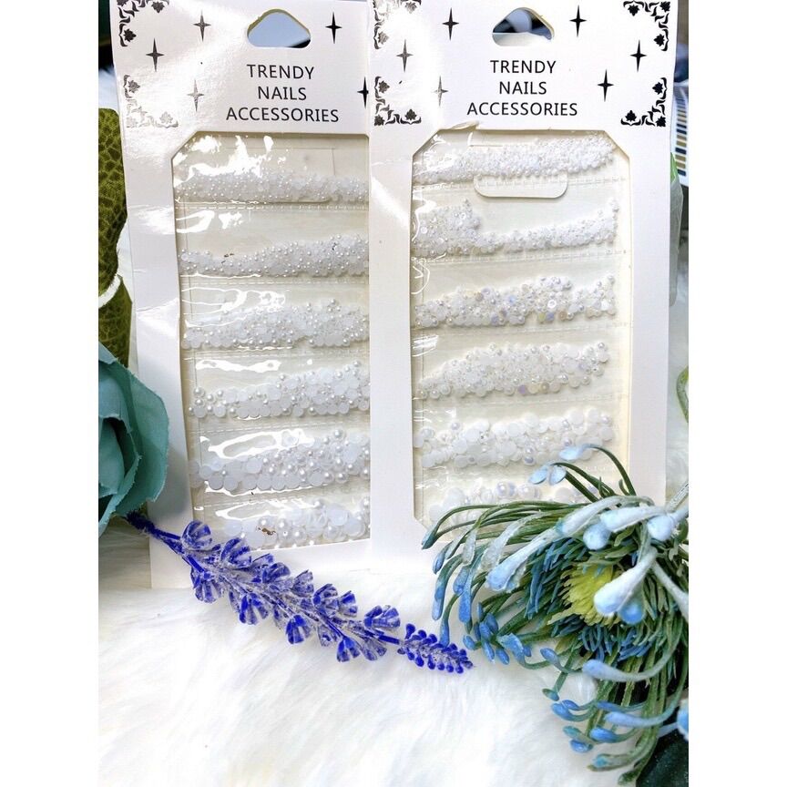 Trai nửa nail, khay ngọc trai nửa 6 ô mix size- Cheap Nail