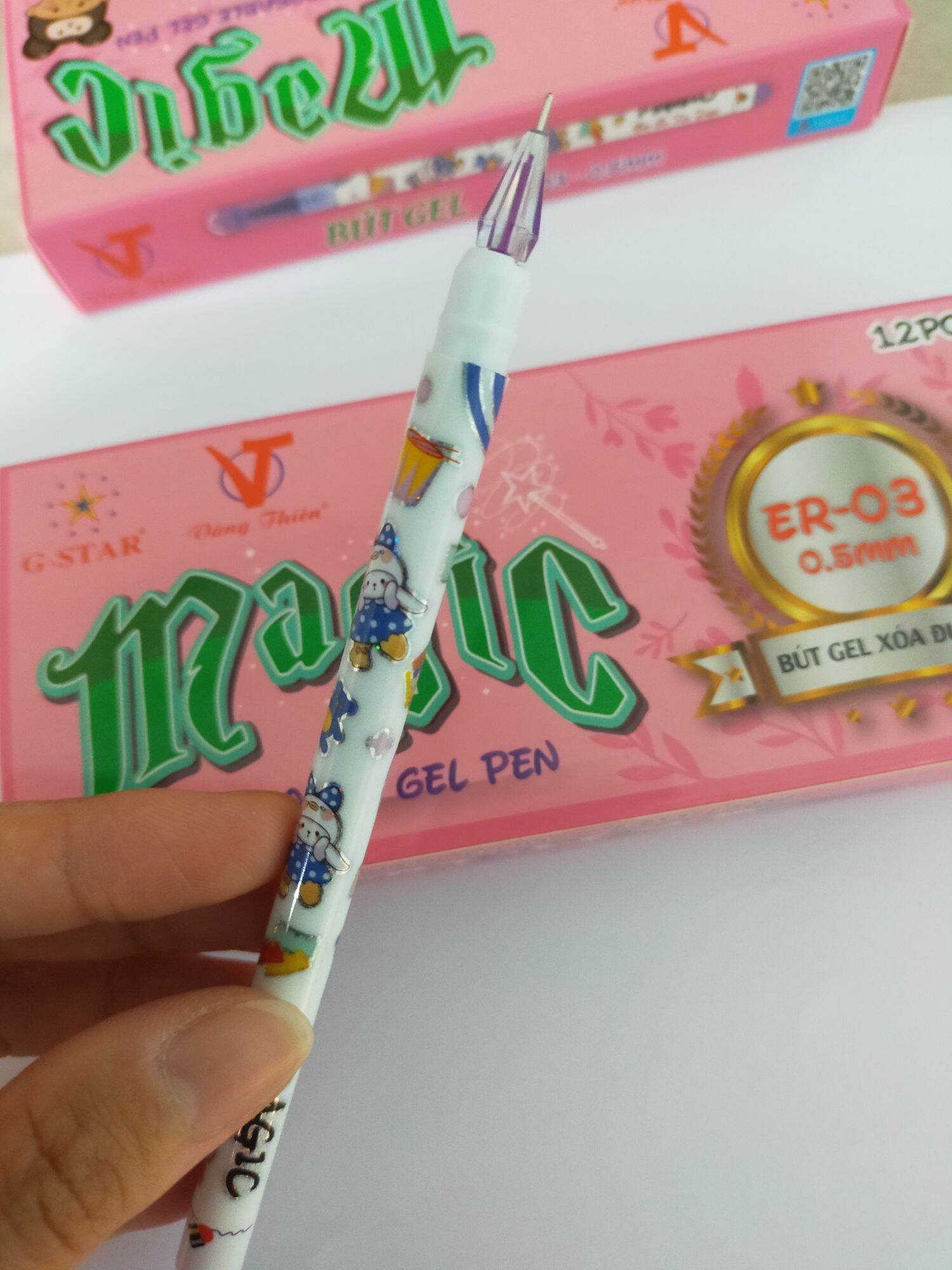 1hộp  (12 bút )  Bút  Gel   Xoá   Được  Mực   Tím