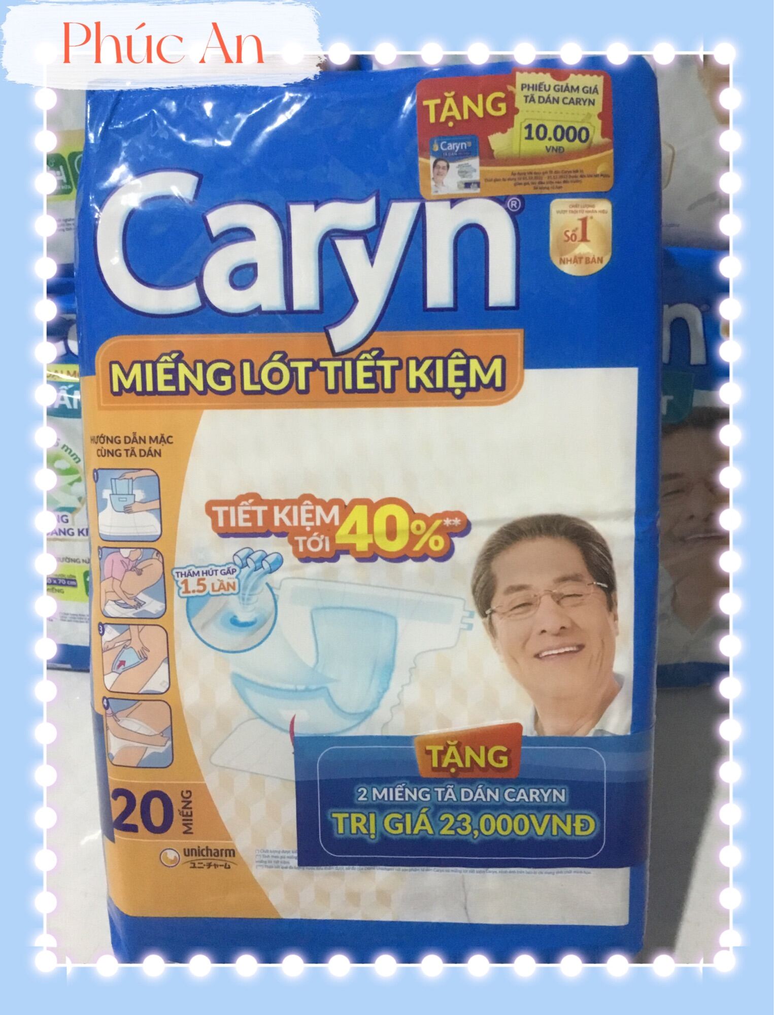 Tặng kèm 2 miếng tã dán người già - 1 gói Miếng lót tiết kiệm Caryn 20