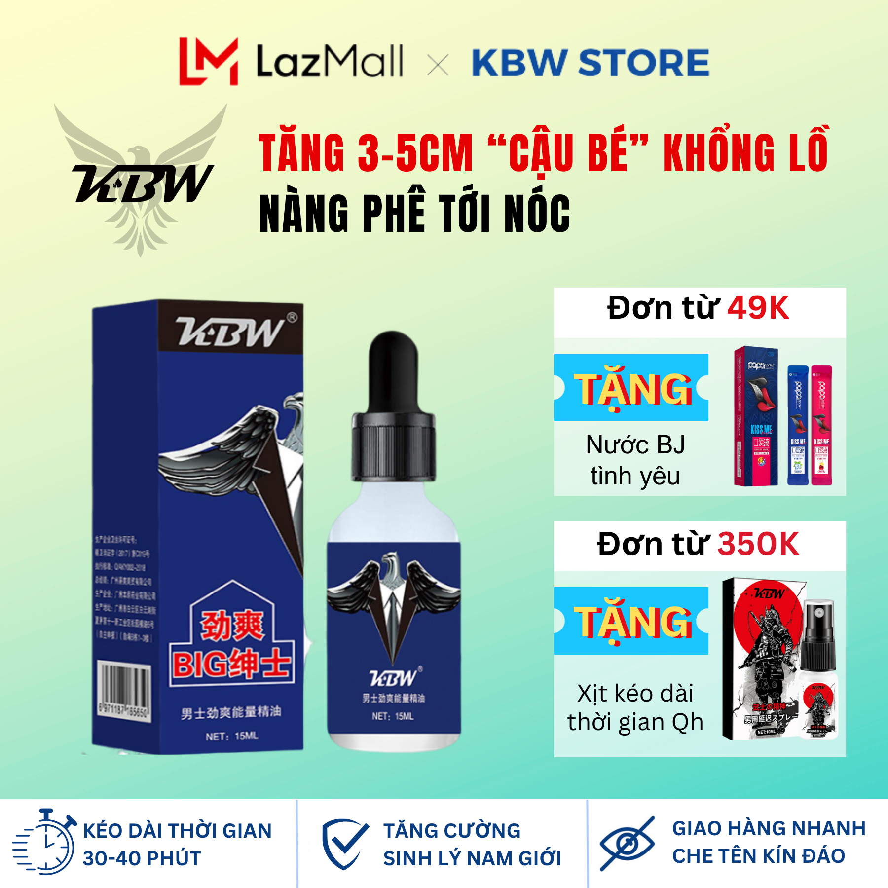 Tinh Dầu  Phóng To Kích cỡ Cậu Nhỏ Nhanh Chóng Massage KBW Tăng Kích Thước Khổng Lồ 18-20CM CHO CƠ ĐỊA KHÓ Giúp Các Anh Trai SUNG MÃN TỰ TIN