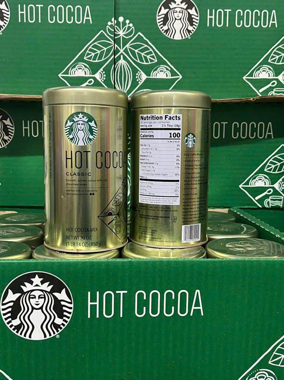 Bột cacao Hot CoCoa Starbuck 850gram hàng Mỹ
