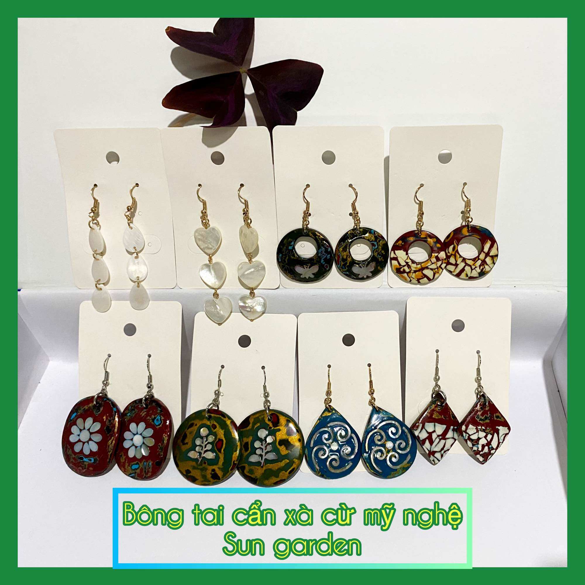 Bông tai xà cừ thủ công mỹ nghệ