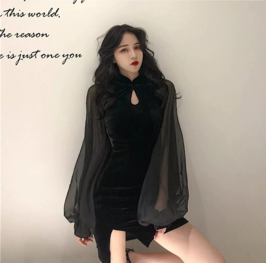 Velvet lace up dress