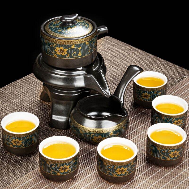 Bộ ấm pha trà cối xay cao cấp lòng chén trắng