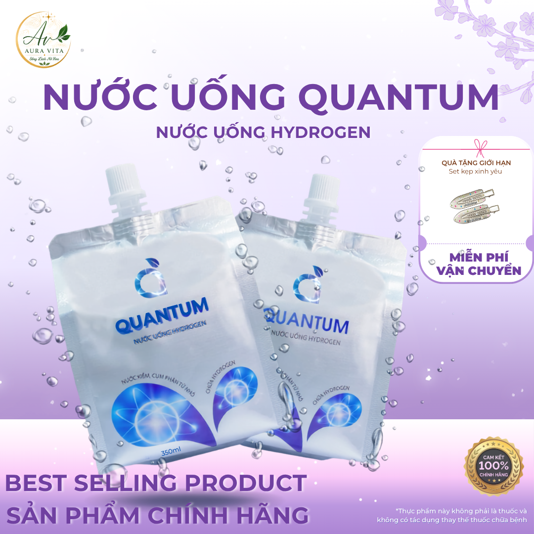 Nước uống lượng tử Hydrogen QUANTUM hỗ trợ quá trình trao đổi chất từ bên trong 5 túi 330ml/ túi 100% chính hãng