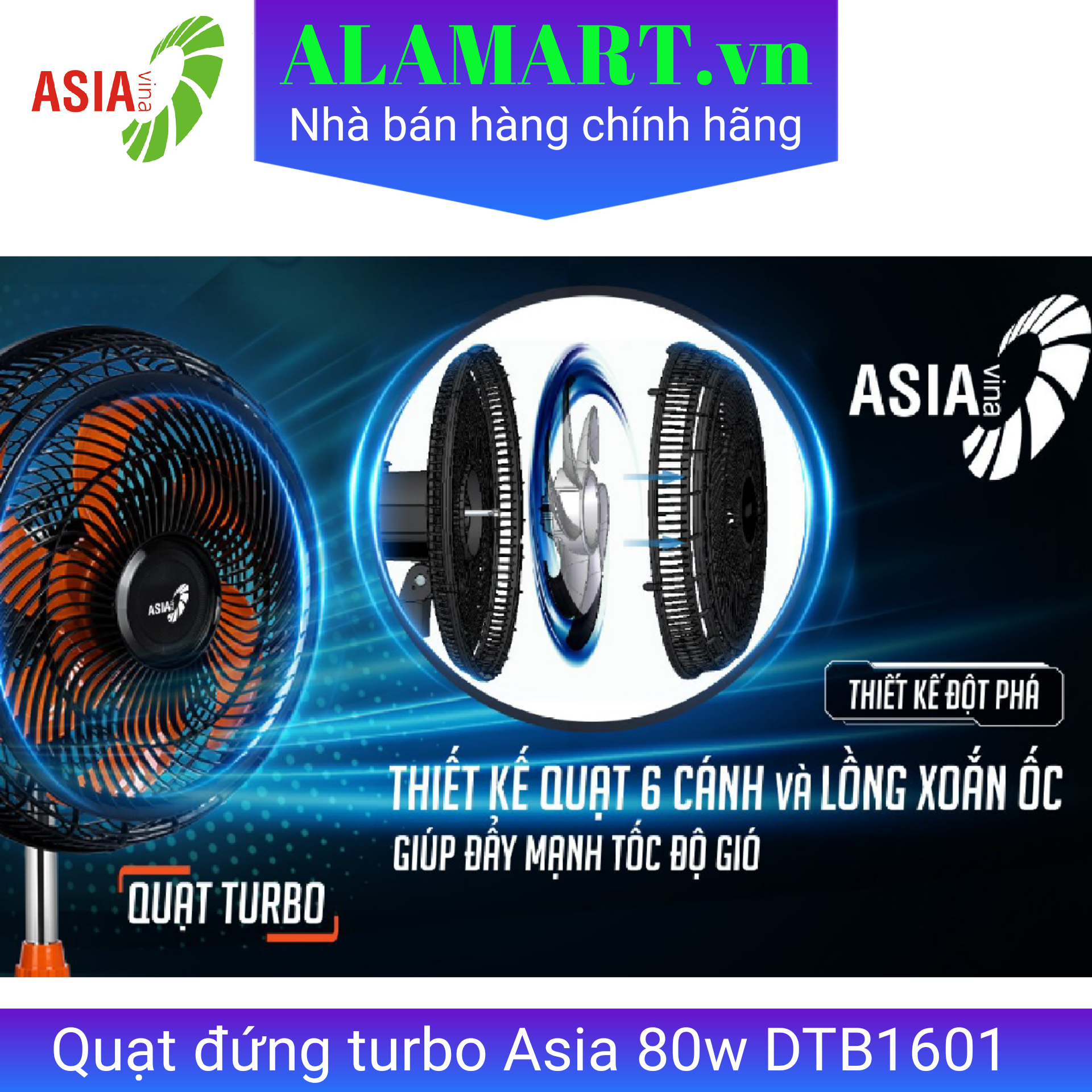 Quạt đứng turbo Asia DTB1601