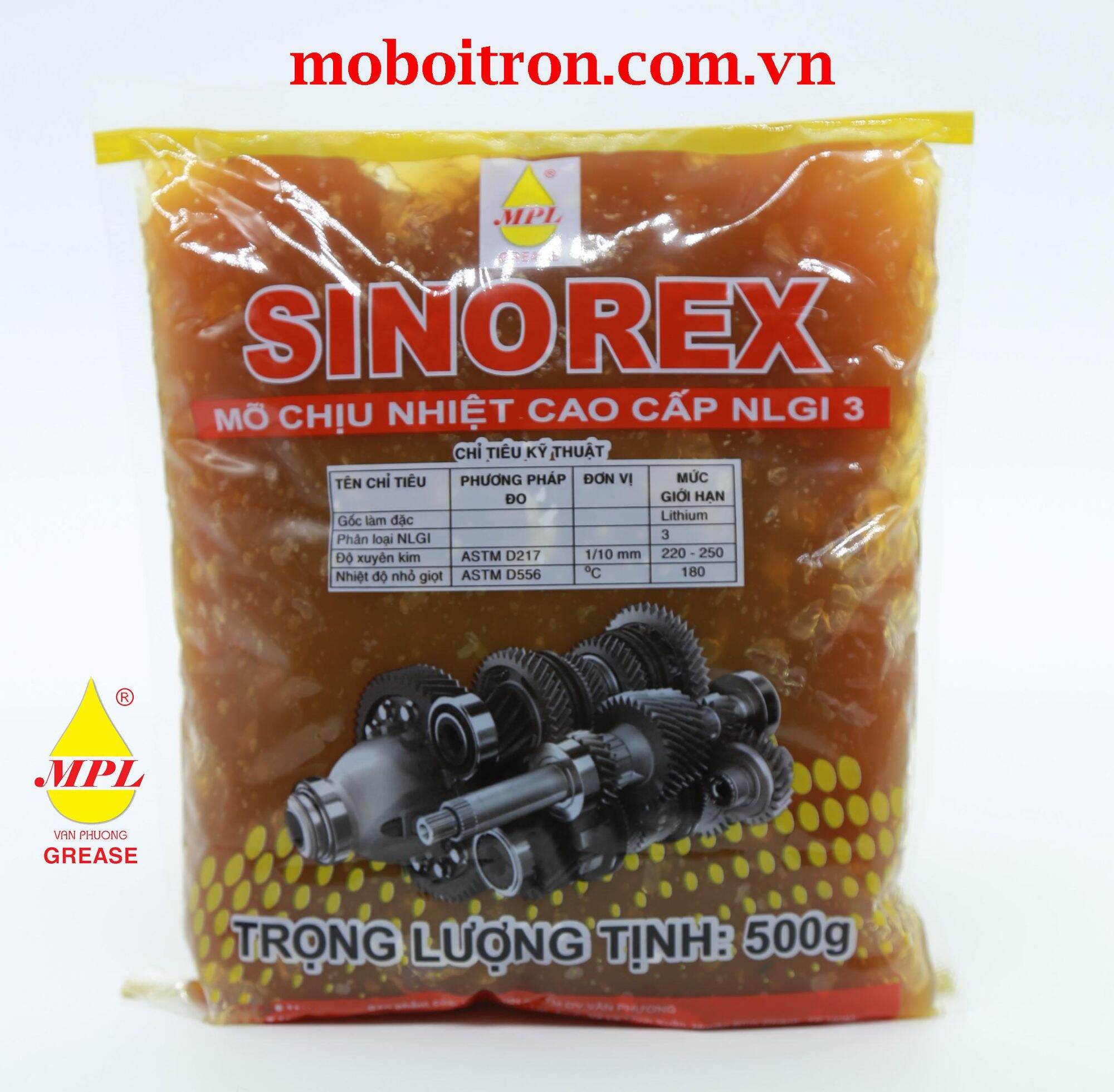 mỡ chịu nhiệt cao cấp Sinorex lon 400gr