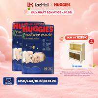 Combo 2 Tã quần Huggies Naturemade ban đêm M58/L44/XL38/XXL26