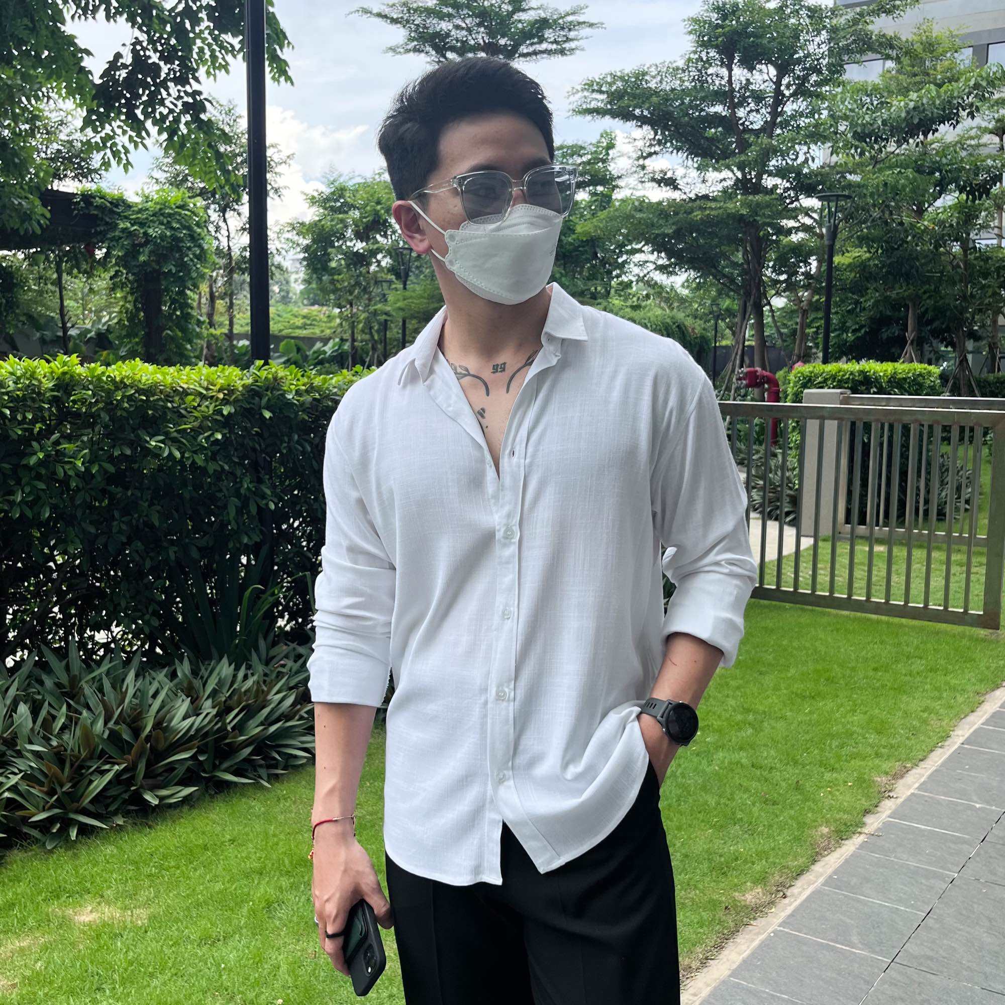 Áo Sơ Mi Nam COCOZZI Linen Shirt Màu Trắng