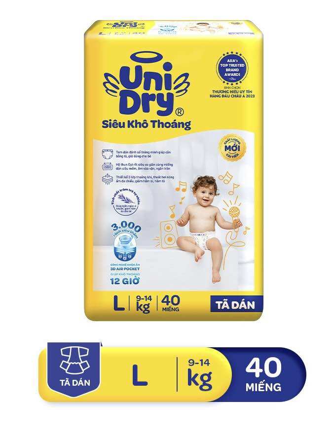 Tã Dán UniDry Đủ Size M76/L68/XL62/XXL56