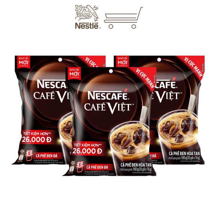 Cà Phê Đen Đá Nescafé Cafe Việt Bịch (35 gói+3gói*16g) 608g