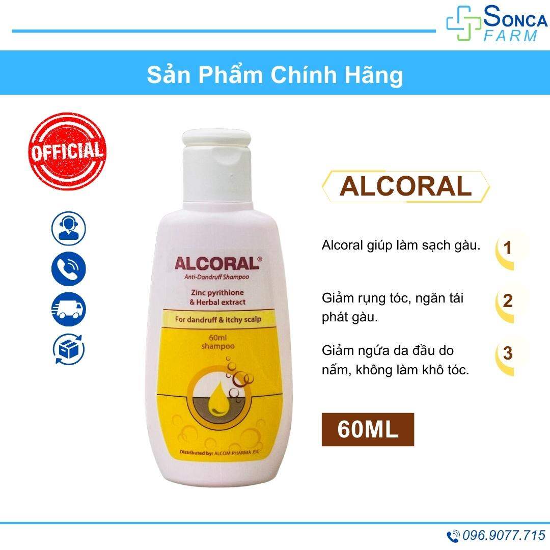 Dầu gội giảm gàu, giảm ngứa alcoral chai 60ml