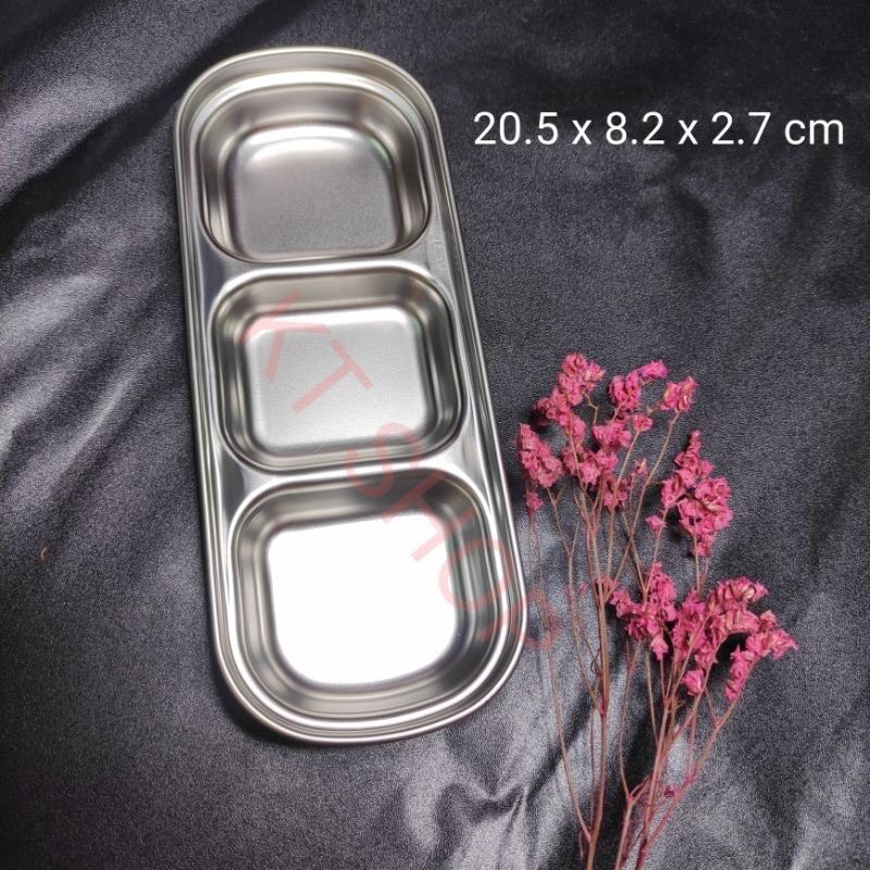 Khay, chén đựng nước chấm 1-2-3 ngăn inoc 304