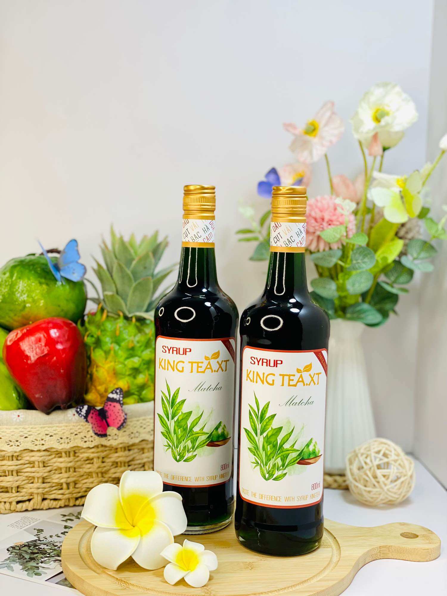 Siro Matcha Pha Chế(Syrup Matcha) KingTea.XT-Chai thuỷ tinh 800ml