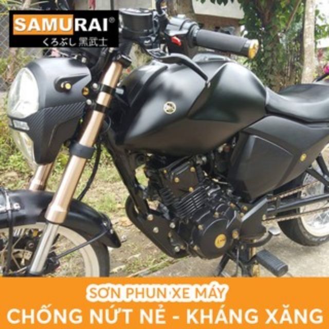 Combo sơn đen nhám samurai - sơn lóp UCH210, sơn đen nhám 109A, bóng mờ 128A