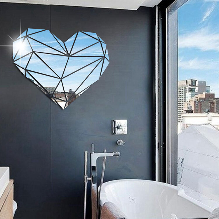 Personalized Heart-Shaped Creative Self-Adhesive Mirror Acrylic Mirror Sticker 3D Three-Dimensional Guest Restaurant Bathroom Waterproof Decoration