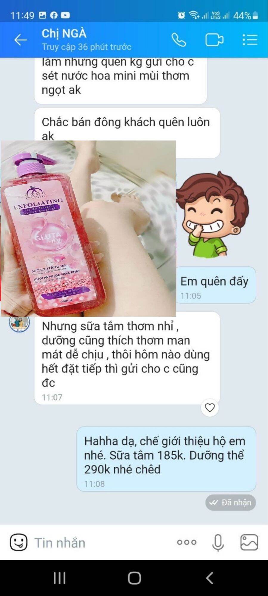 Sữa tắm tẩy tế bào chết Exfoliating