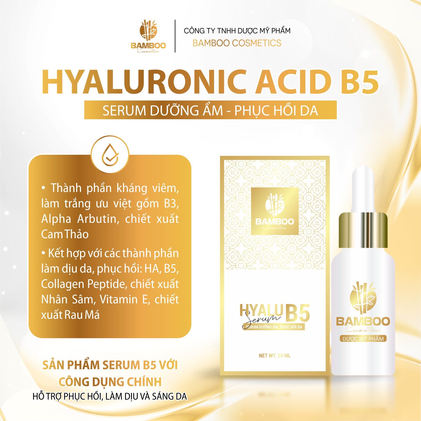 Serum B5 Bamboo chai 20ml,30ml- Phục hồi da, căng bóng,dịu da