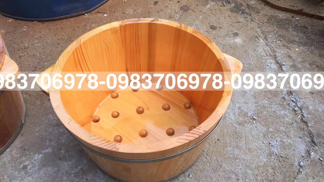 Chậu gỗ ngâm chân hạt masager hàng đẹp giá xưởng+tặng thảo dược