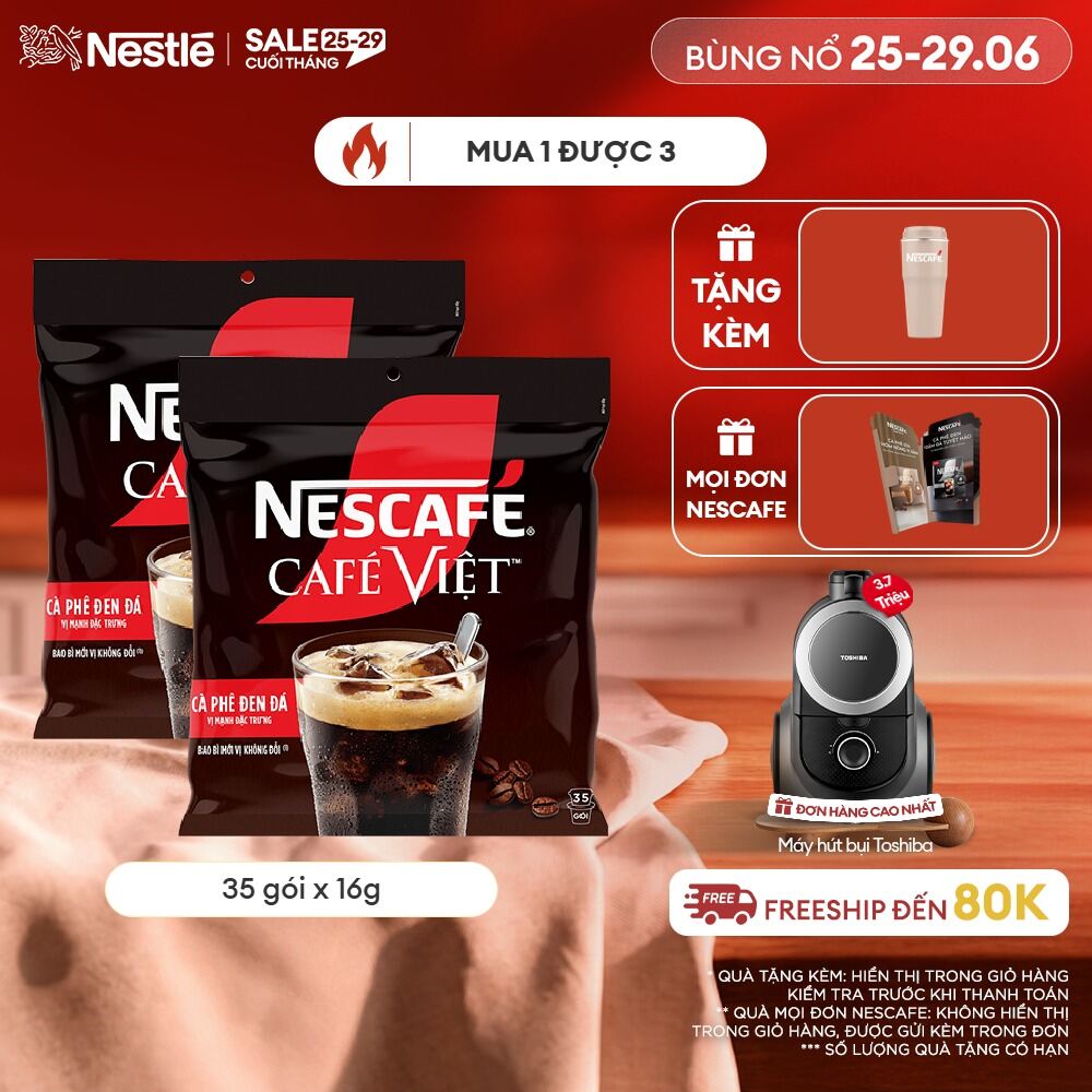 [ƯU ĐÃI THÁNG 6][Giao hàng toàn quốc] Combo 2 Cà phê đen hòa tan NESCAFÉ CAFÉ VIệT (Túi 35 gói x 16g)