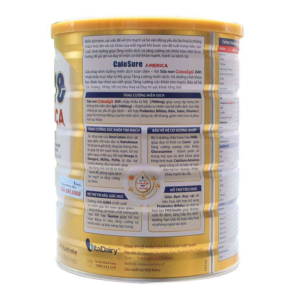 Sữa bột Vitadairy Calosure America có sữa non (800g)