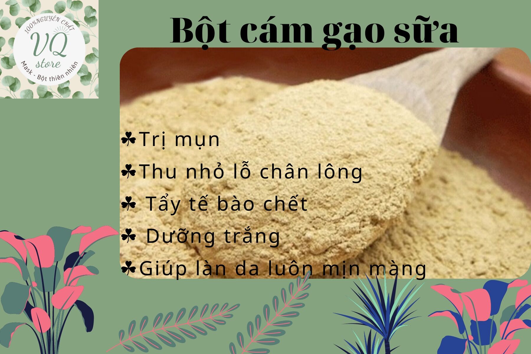 100gr bột cám gạo sữa nguyên chất