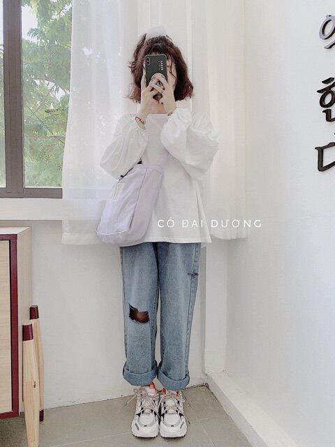 Áo cổ tròn dài tay