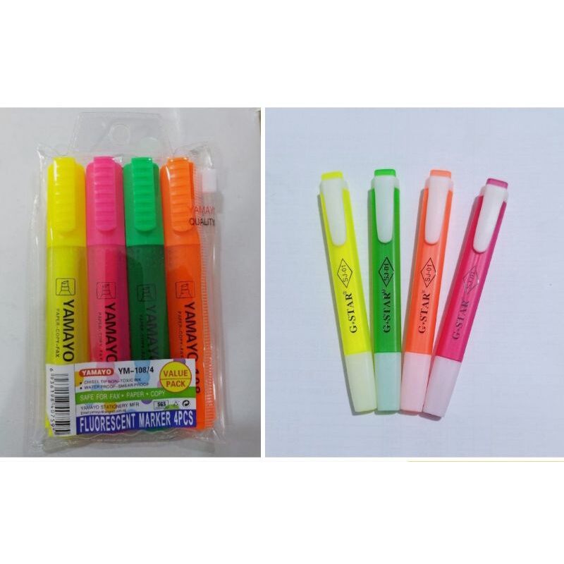 Set bút dạ quang 4 cây