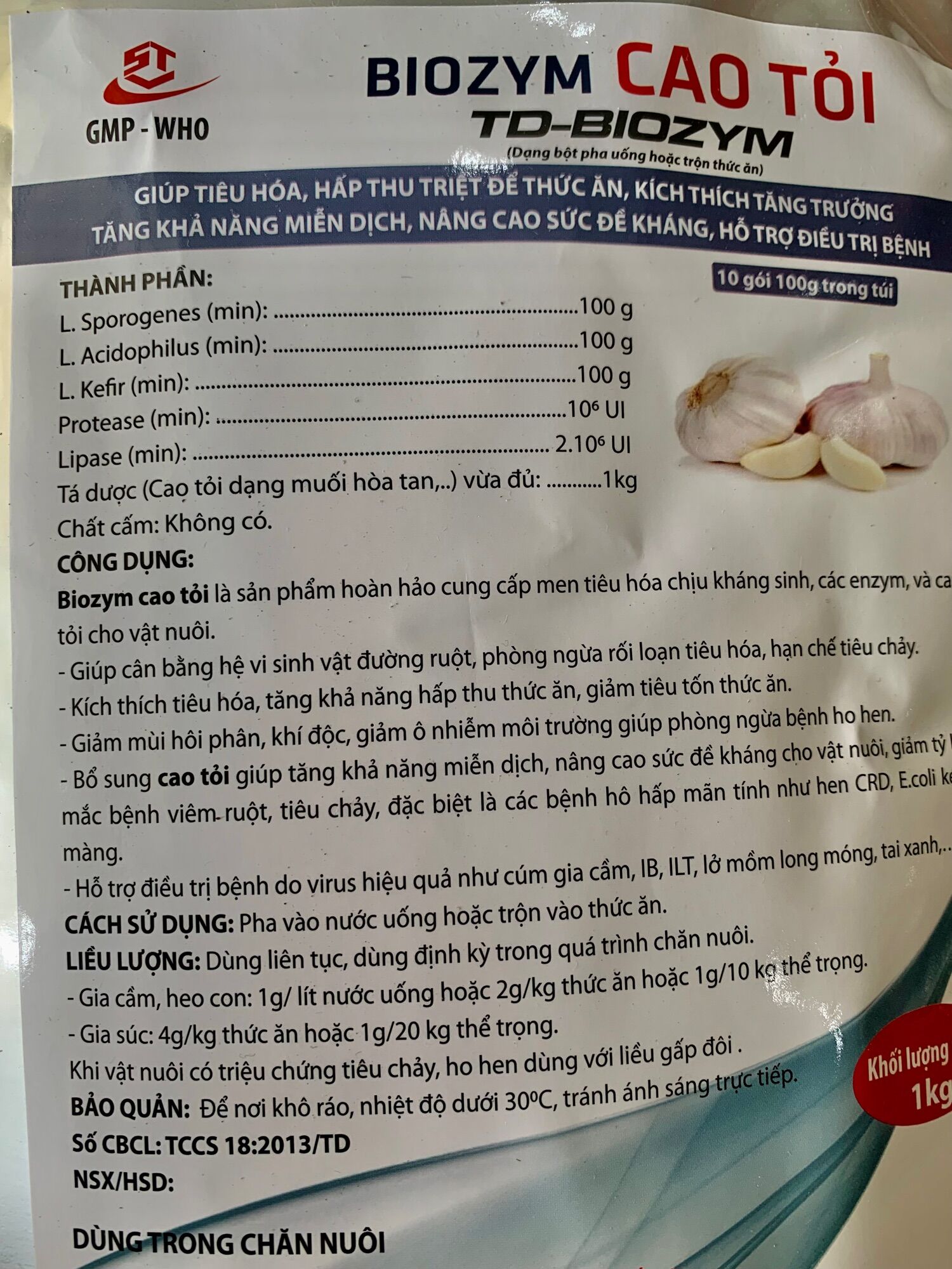 Men cao tỏi gói 100gram.