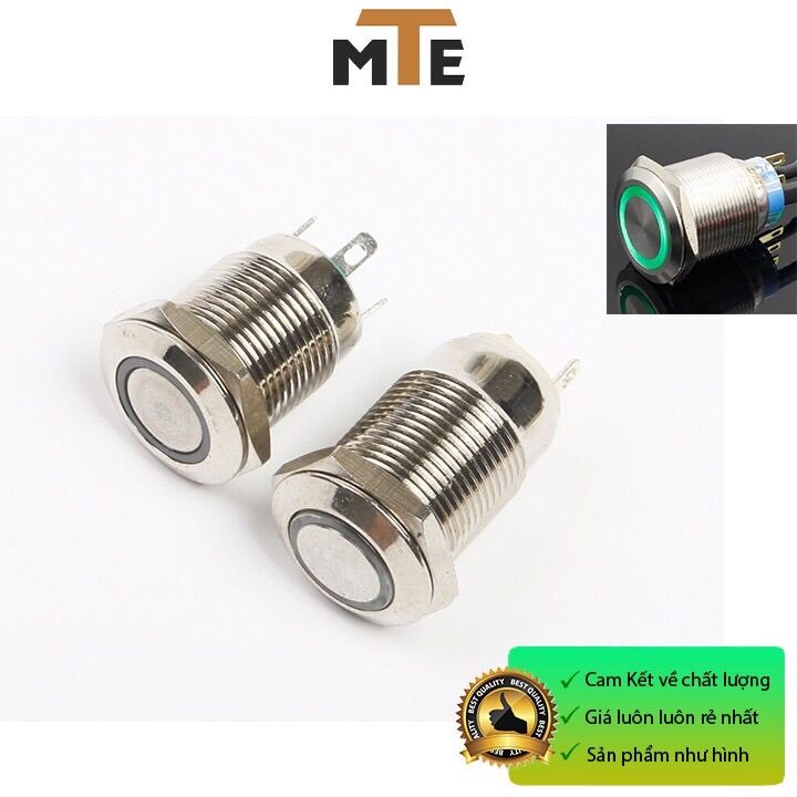 Nút nhấn nhả chống nước có led 16mm 12V