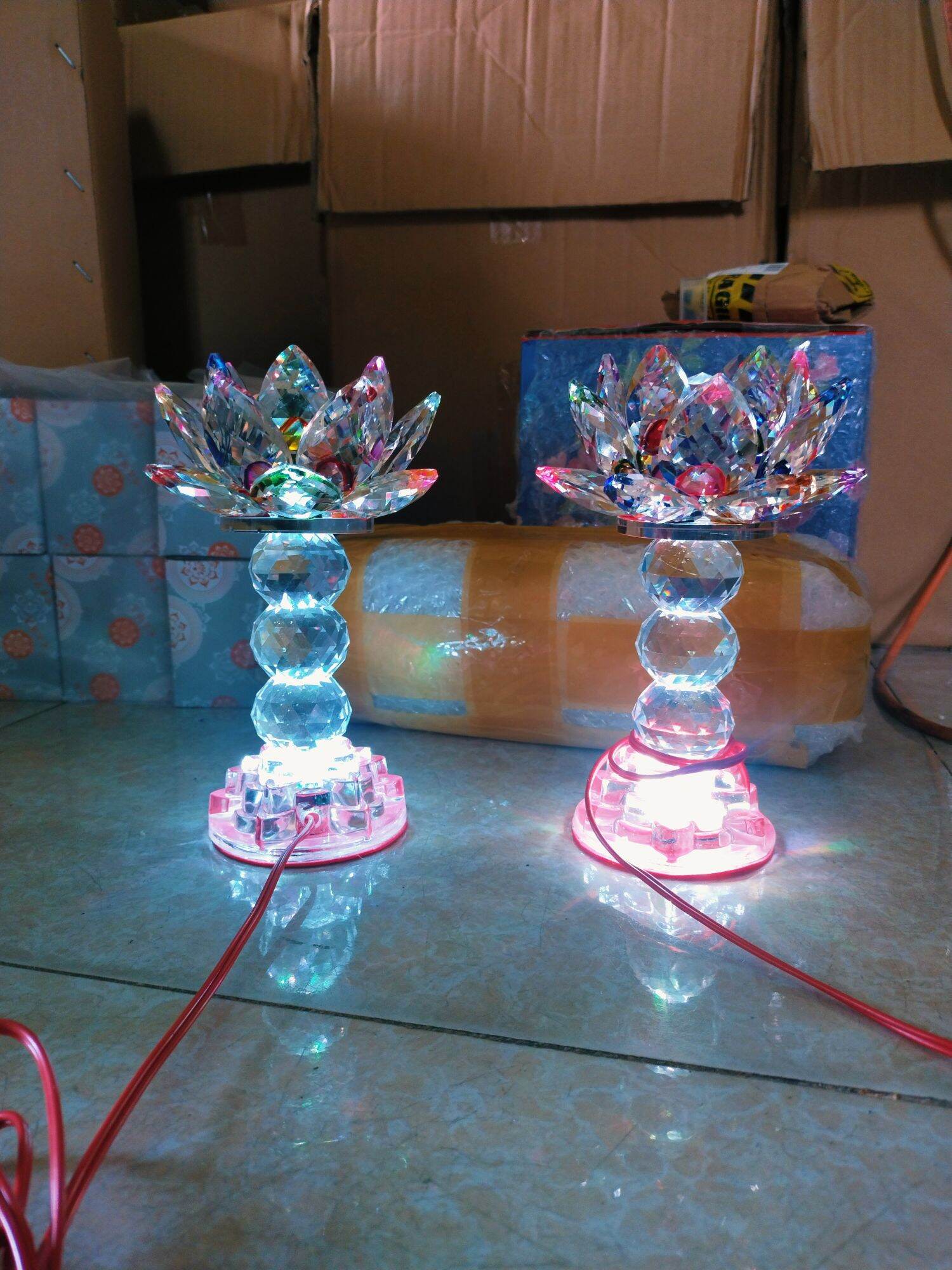 Đèn thờ hoa sen pha lê 103
