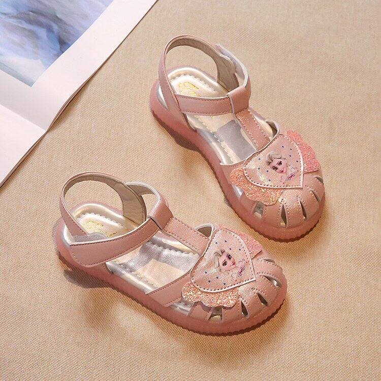 Bé Gái Phong Cách Công Chúa Da Siêu Mịn Mùa Hè Giày Sandal Đế Ma Thuật Cho Trẻ Em Thoải Mái Cao Su Tự Nhiên Dép Mũi