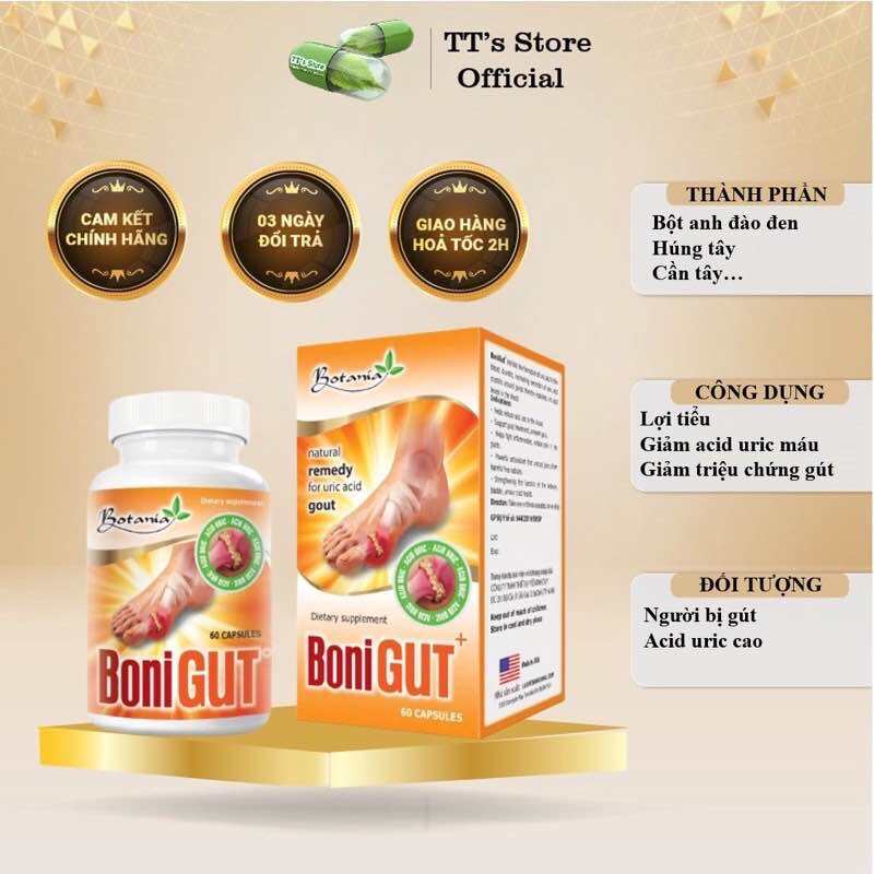 BoniGut Giảm nguy cơ, triệu chứng bệnh gout boni gut, bonigout, boni gout