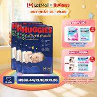 Combo 3 Tã quần Huggies Naturemade ban đêm M58/L44/XL38/XXL26