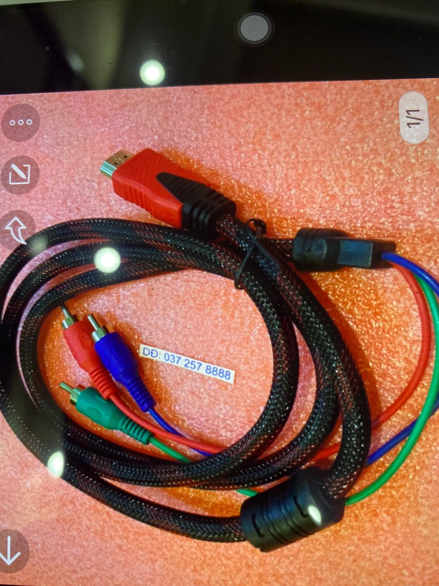 Dây cáp chống nhiễu HDMI ra 3 RCA /1.5 mét