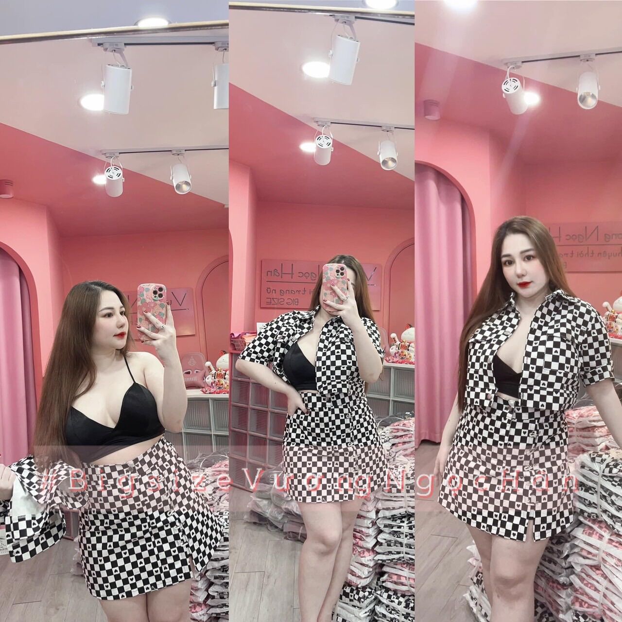 (SHOP TÁO ĐỎ BIGSIZE 50kg đến 90kg) set áo + chân váy trẻ trung