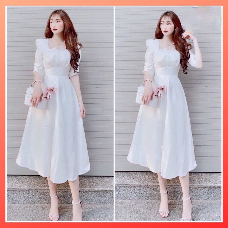 Mua Đầm váy dự tiệc thời trang nữ sang chảnh với tone màu trắng phối đính  nút xinh xắn dành cho các nàng đi dự tiệc tại Giadunghanhphuc  Tiki