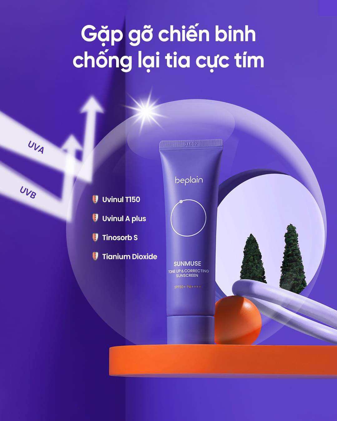Kem chống nắng beplain Sunmuse Vật Lý Nâng Tone nhẹ nhàng SPF 50+ PA++++ 50ml - H.E.E COSMETIC - 6