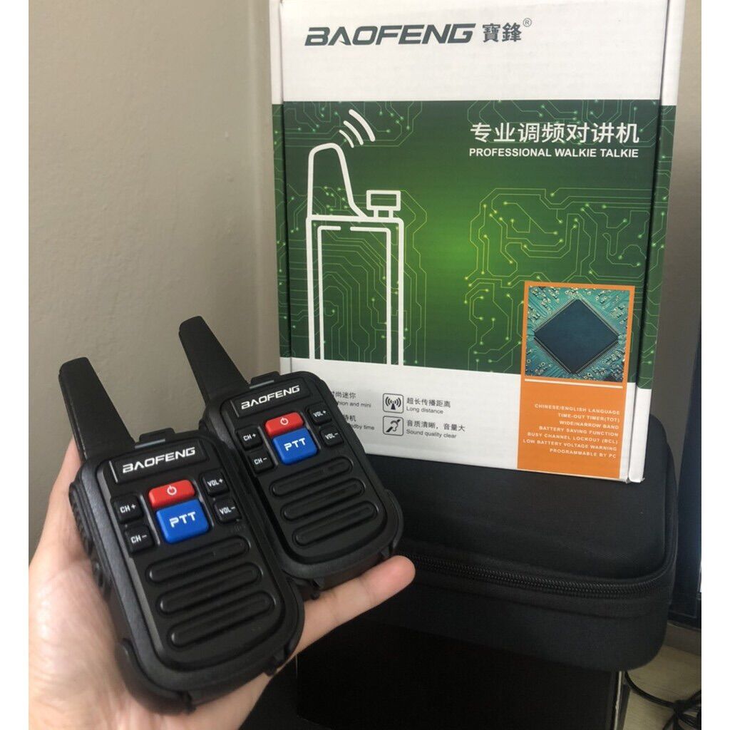 Máy bộ đàm Baofeng Mini Siêu Nhỏ (Bền Bỉ, Loa Siêu To, 2 Phím Bấm PTT, Sạc Cổng USB Type C)