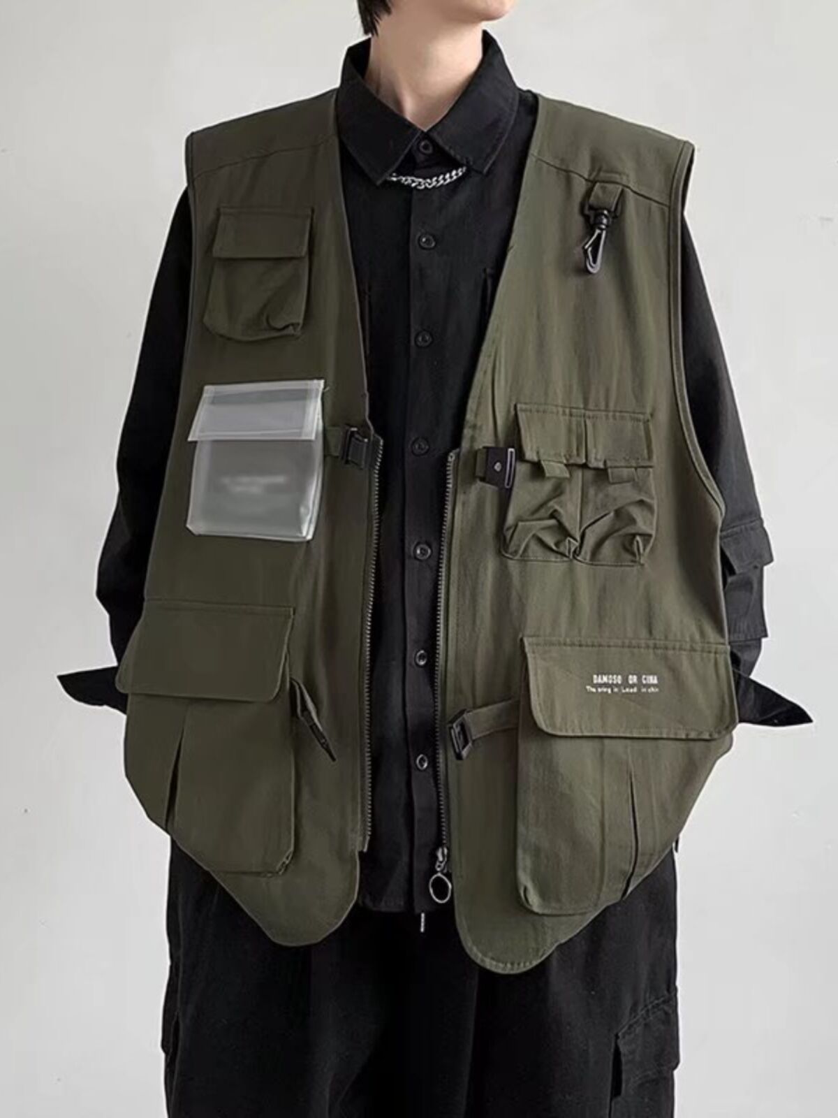 Áo Vest Công Sở Nam Nhiều Túi Dáng Rộng Phong Cách Nhật Bản Thời Trang Thu Đông Thường Ngày Thường Ngày Trẻ Trung Quần Áo Bảo Hộ Lao Động