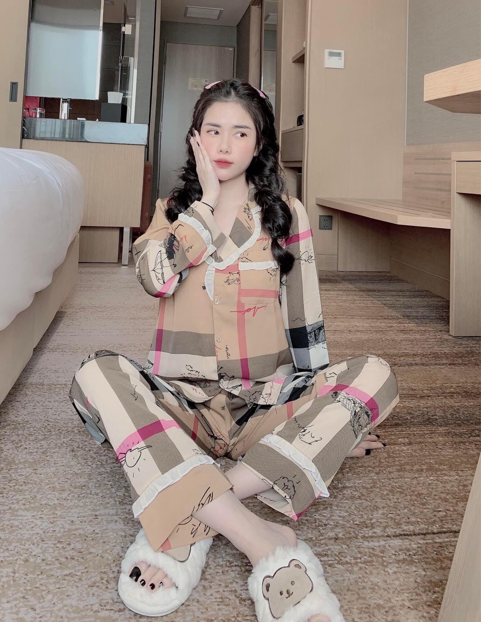 Bộ Pijama dài tay bèo mẫu mới chất Mango