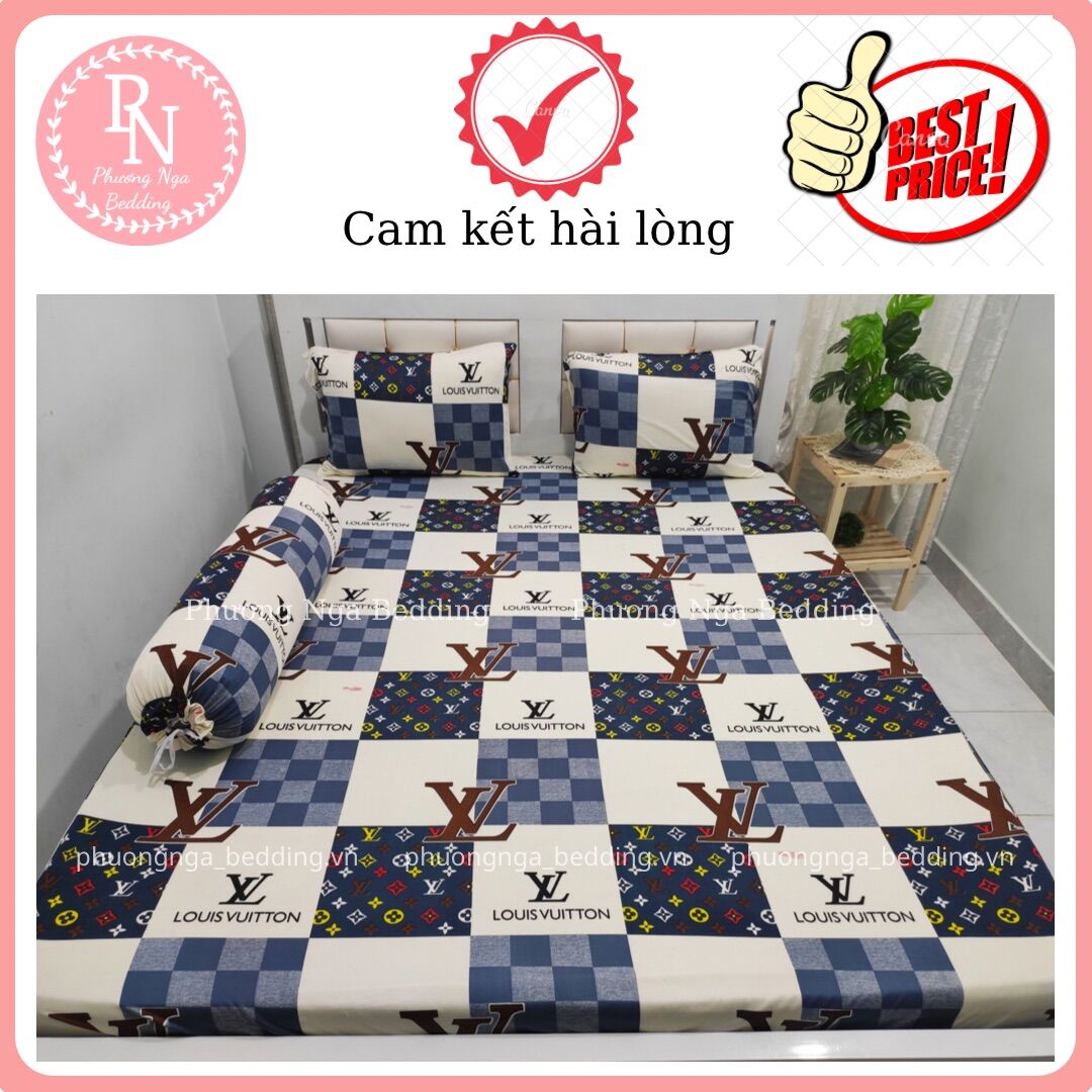Bộ ga 4 món thun lạnh Hàn Quốc họa tiết LV