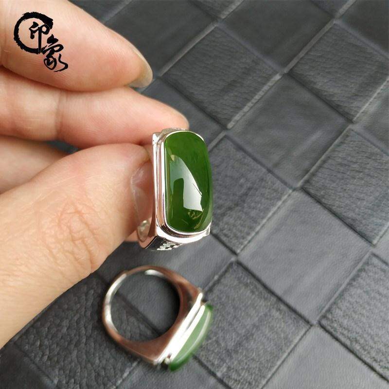 Nhẫn lục bảo ngọc bích ngọc thạch ngọc lục bảo nhẫn tinh xảo thời trang mẫu cặp đôi nam nữ mạ bạc s925 phong cách cổ điển
