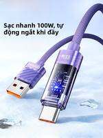 Toocki | Toocki Type-C Super Fast Charging Data Cable 100W Auto Power Off For Huawei Honor Oppo Xiaomi Vivo Android Flash Charge