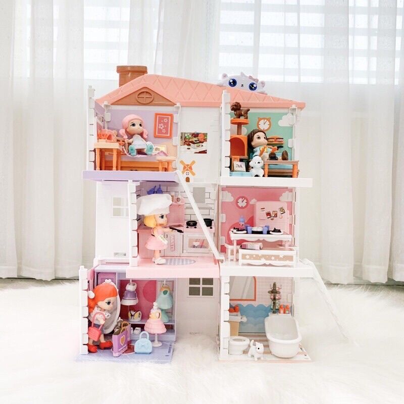 Bộ đồ chơi mô hình ngôi nhà búp bê cho bé